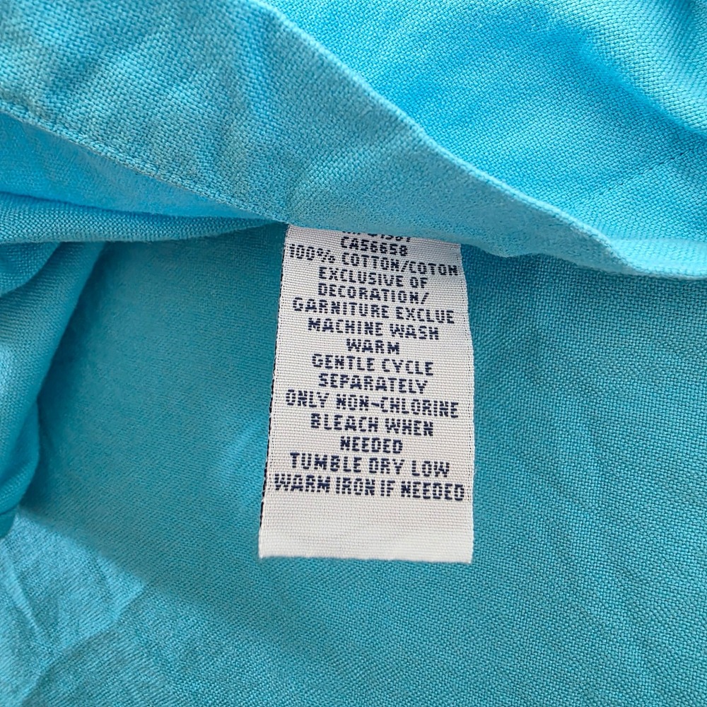 Ralph Lauren Mens Medium Short Sleeve Button Down Shirt Turquoise Blue Cotton - Picture 5 of 8